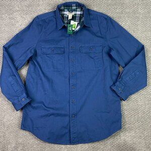 LL Bean Lined Hurricane Shirt Men's Medium Tall Raven Blue Cotton Flannel NWT
